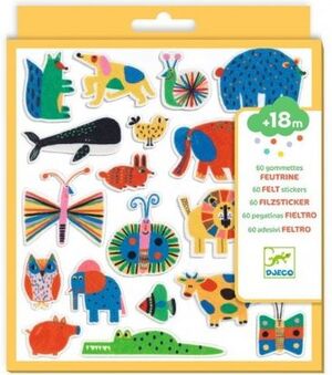 PEGATINAS BEBES 60 PEGATINAS FIELTRO ANIMALES